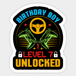 Birthday Boy Level 7 Unlocked Gamer Birthday Sticker